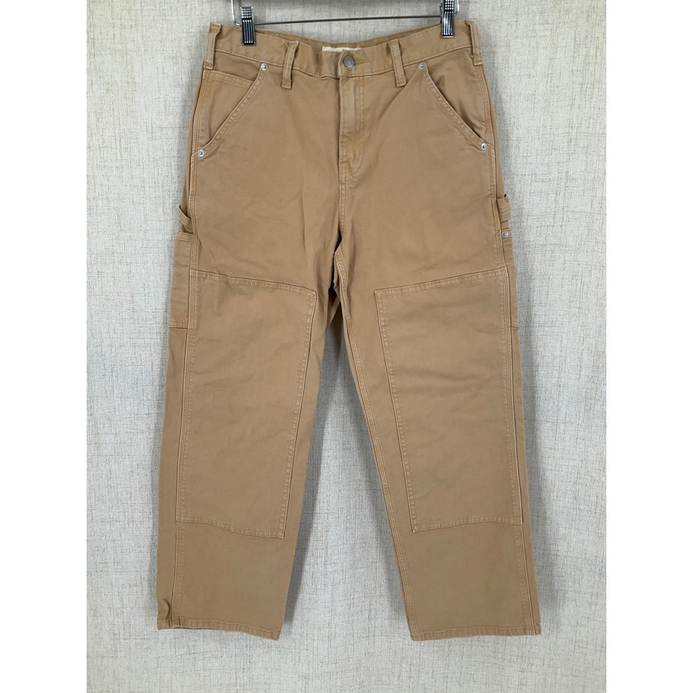 Lucky Brand Womens Sz 28 Tan Double Knee Carpenter Cargo Pants Canvas Workwear